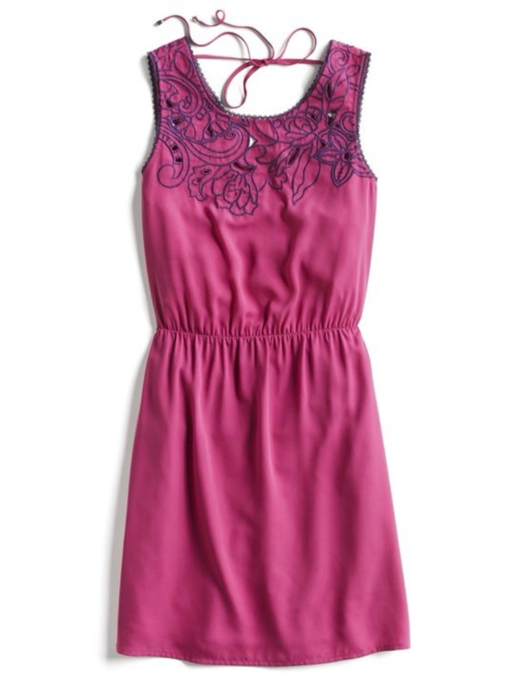 Market & Spruce Sleeveless Fuchsia Dress with Embroidered Yoke